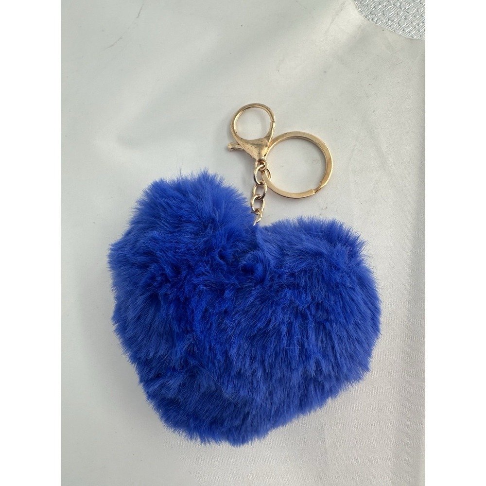 Heart Pom purse keychain - Dark Blue